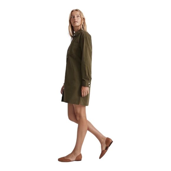 Madewell Utility Button Front Shirtdress | Loden Green | Fall Layering S NWT - Picture 3 of 15